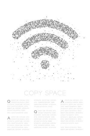 Abstract Geometric Square box pixel pattern Wifi symbol, Internet connect concept design black color illustration on white backgroundのイラスト素材