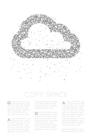 Abstract Geometric Square box pixel pattern Cloud symbol shape, Technology concept design black color illustration on white background with copy space, vector eps 10のイラスト素材