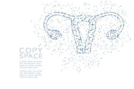 Ovary and uterus shape Abstract Geometric Circle dot pixel pattern, Medical Science Organ concept design blue color illustration isolated on white background with copy space, vector eps 10のイラスト素材