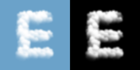 Alphabet uppercase set letter E, Cloud or smoke pattern, transparent illustration isolated float on blue sky background, with opacity mask, vector eps 10のイラスト素材