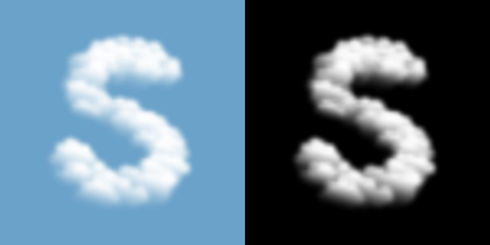 Alphabet uppercase set letter S, Cloud or smoke pattern, transparent illustration isolated float on blue sky background, with opacity mask, vector eps 10のイラスト素材