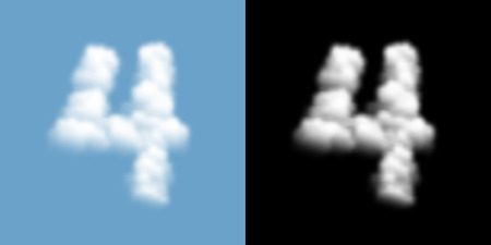 Number four or 4 Cloud or smoke pattern, transparent illustration isolated float on blue sky background, with opacity mask, vector eps 10のイラスト素材