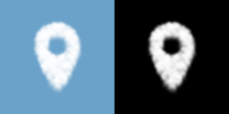 GPS navigator sign and symbol Cloud or smoke pattern, Travel location concept design transparent illustration isolated float on blue sky background with opacity mask, vector eps 10のイラスト素材