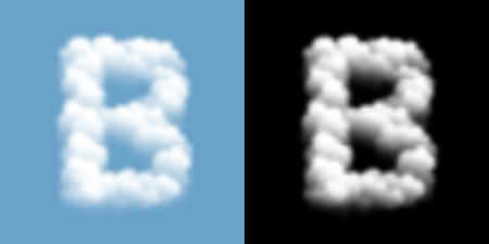 Alphabet uppercase set letter B, Cloud or smoke pattern, transparent illustration isolated float on blue sky background, with opacity mask, vector eps 10のイラスト素材