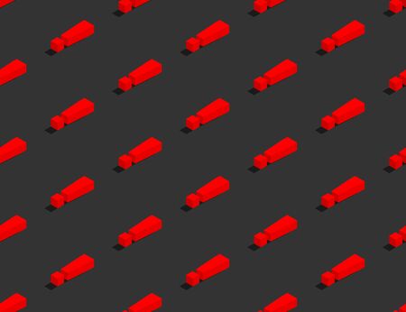 Exclamation mark symbol 3D isometric seamless pattern, Warning concept poster and banner vertical...