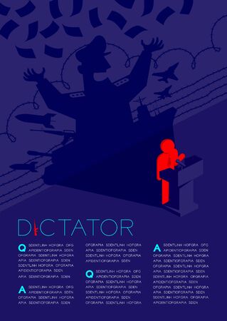 Dictator shadow man pictogram speech with podium isometric, Dictatorship behind control concept design illustration isolated on blue background with copy space, vector eps 10のイラスト素材