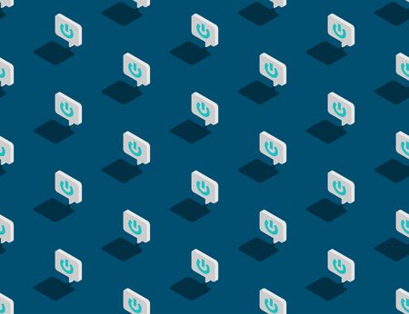 Power sign in speech bubble message 3d isometric seamless pattern, Technology startup concept poster and social banner post design illustration isolated on blue background with space, vector eps 10のイラスト素材