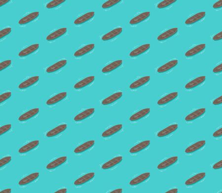 Boat or rowboat with paddle 3d isometric seamless pattern, Flood disaster concept design illustration isolated on blue background with copy space, vector eps 10のイラスト素材