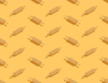 Rolling Pin 3D isometric pattern, Bakery tool concept poster and social banner post design illustration isolated on cream background with copy space, vector eps 10のイラスト素材
