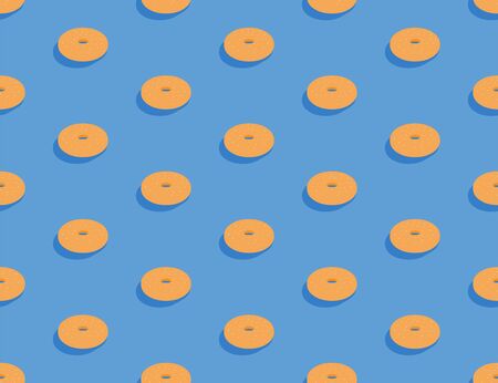 Bagel bread 3D isometric seamless pattern, Fast food burger concept poster and social banner post design illustration isolated on brown background with copy space, vector eps 10のイラスト素材