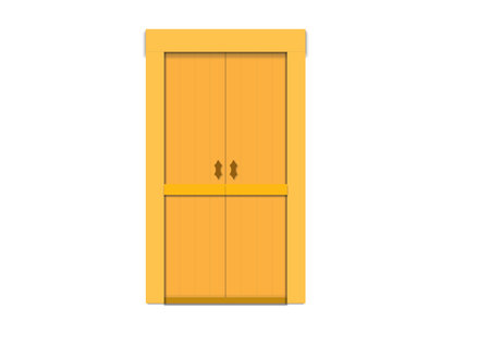 Wooden door isolated on white background.のイラスト素材