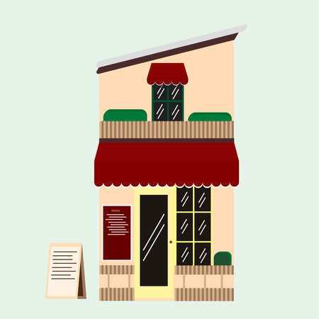 Facade of a small shop. Flat design. Vector illustration.のイラスト素材