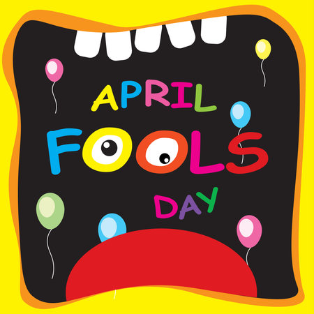 April Fools Day greeting card. Vector illustration in cartoon style.のイラスト素材