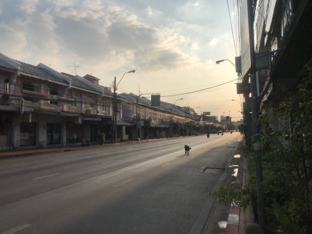 the old street at the city of Thailandの写真素材