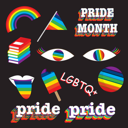Pride month. Vector set of rainbow, lgbtq, lgbtq and transgender symbols.のイラスト素材