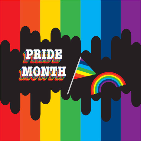 Pride month. Rainbow on the background of the rainbow flag. Vector illustration.のイラスト素材