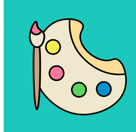 Paint brush and palette with colorful dots. Flat style vector illustration.のイラスト素材