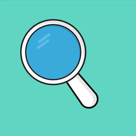 Magnifying glass icon on blue background. Vector illustration. Eps 10.のイラスト素材