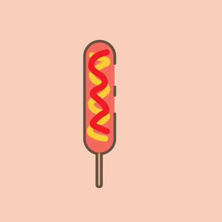 Hot dog vector illustration in flat style. Isolated on background.のイラスト素材