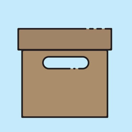 Box icon in trendy isolated on blue background. Vector illustration.のイラスト素材