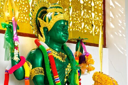 Indra statue at wat phra that doi kham,Chiangmai,Thailandの写真素材