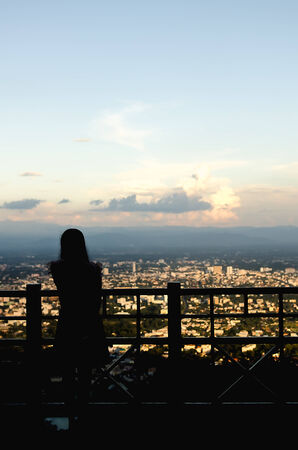 evening at chiangmai,thailandの写真素材