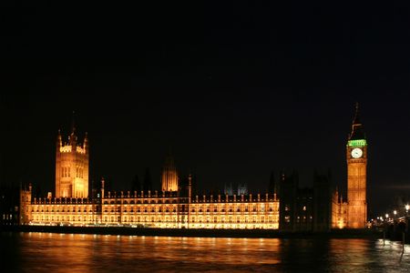 Houses of Parliament at nightの写真素材