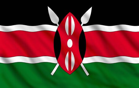 Flag of Kenya waving, suitable to use it as a backgroundの写真素材