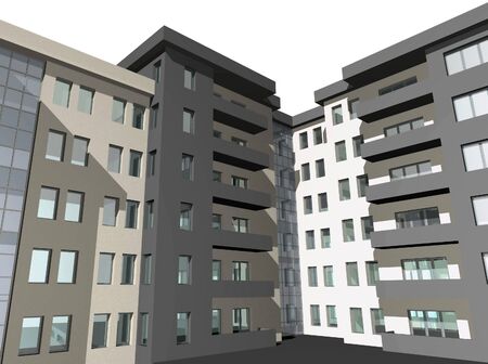 3D digital render of modern house building exteriorの写真素材