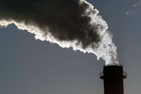 Dangerous toxic smoke clouds from the industrial chimney