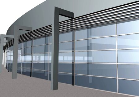 3D render of modern building isolated over white background, close-upの写真素材