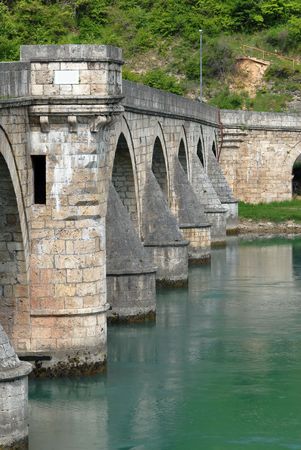 Ancient stone bridge in Visegrad, Serbia, Yugoslaviaの写真素材