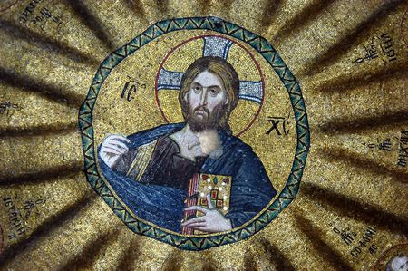 Mosaic of Jesus Christ in Hora church, Istanbul, Turkey                                のeditorial素材