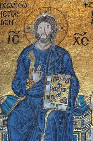 Mosaic of Jesus Christ, Hagia Sofia in Istanbul, Turkey                                のeditorial素材