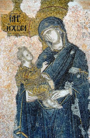 Mosaic of Virgin Mary and Jesus Christ, istanbul, Turkeyのeditorial素材