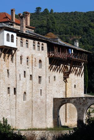 Ancient Serbian Orthodox monastery Hilandar, Holly Mount Athos, Greece