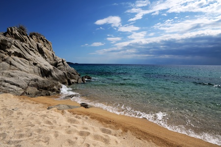 Sandy beach near Toroni in Halkidiki, Greeceの写真素材