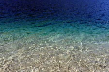 Turquoise water at beach in Porto Koufo, Sithonia, Greeceの写真素材