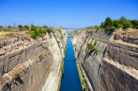 Corinth canal, Greece  Deepest, oldest and longest hand made canalの写真素材