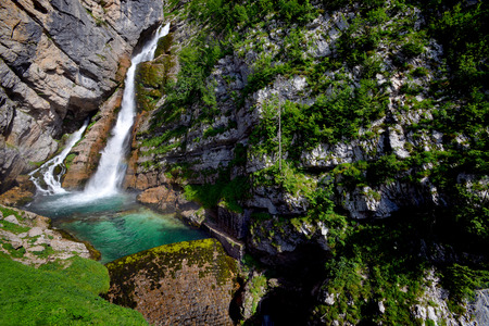 Savica waterfall Bohinj in Sloveniaの写真素材