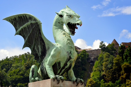 Famous landmark of Ljubljana in Slovenia Dragon bridgeの写真素材