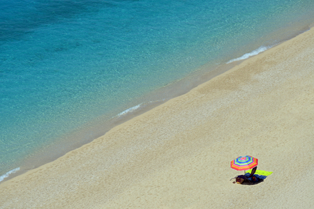 Famous Egremni beach in Greece few days before destructive earthquakeの写真素材