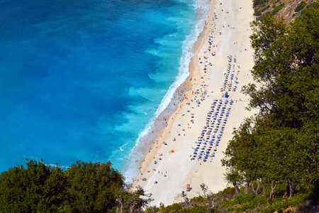 MYRTOS BEACH, GREECE - SEPTEMBER 8: World famous Myrtos beach at Kefalonia island on September 8 2015のeditorial素材