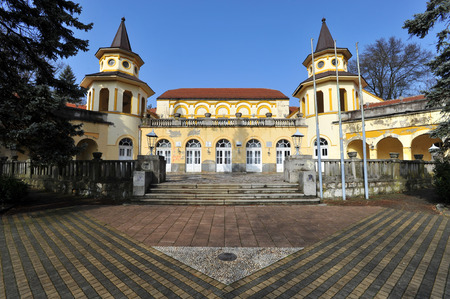 BANJA KOVILJACA, SERBIA - FEBRUARY 17: Ruins of old spa building, on February 17 2016 in Banja Koviljaca, Serbiaのeditorial素材