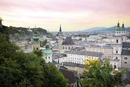 SALZBURG, AUSTRIA - SEPTEMBER 28: Salzburg panorama, on September 28. 2017 in Salzburg, Austriaのeditorial素材