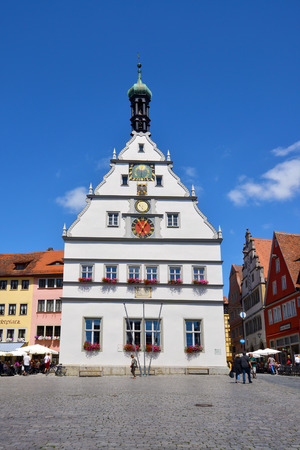 ROTHENBURG OB DER TAUBER, GERMANY - JULY 13:Marktplatz at  Rothenburg ob der Tauber, on July 13. 2017 in Rothenburg ob der Tauber, Germanyのeditorial素材