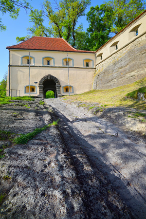 RIEGERSBURG, AUSTRIA - APRIL 28:Old medieval fortification and castle Riegersburg, on April 28, 2018. in Riegersburg, Austriaのeditorial素材