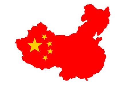 Flag of China isolated over white background, copy spaceのeditorial素材