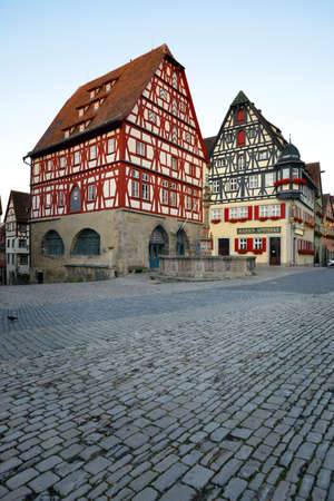ROTHENBURG OB DER TAUBER, GERMANY - JULY 13: Street view in city center, on July 13.2017. in Rothenburg ob der Tauber, Germanyのeditorial素材