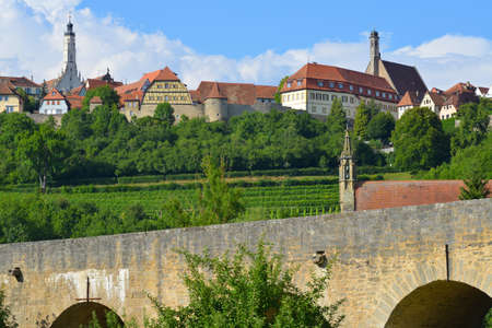 ROTHENBURG OB DER TAUBER, GERMANY - JULY 14: Street view of city center, on July 14.2017. in Rothenburg ob der Tauber, Germanyのeditorial素材